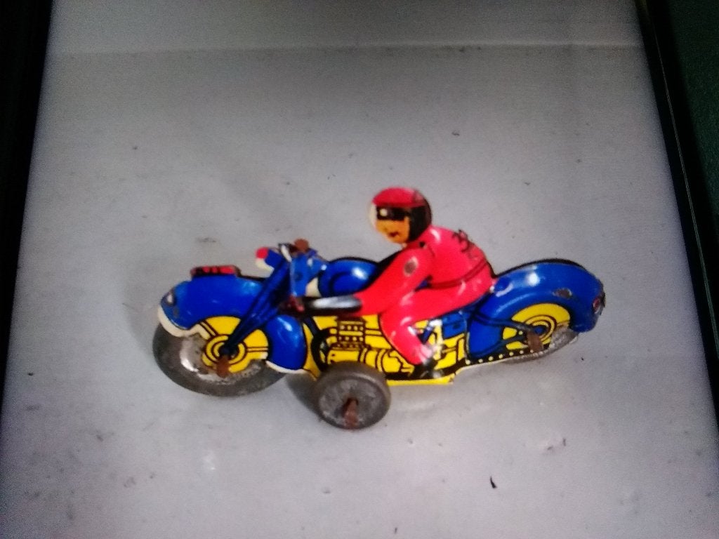 Vintage  blikken speelgoedmoterfiets, Antiek en Kunst, Ophalen of Verzenden