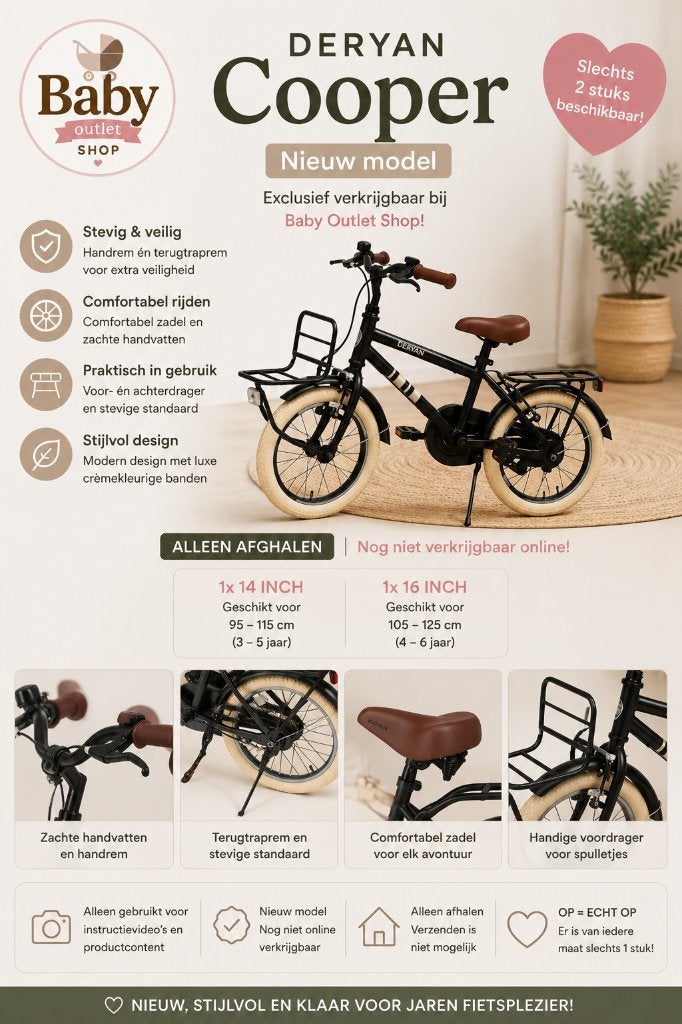 DERYAN Cooper Kinderfiets – Nieuw model | 16 18 20 inch, Overige merken, Gebruikt, Deryan, 49 tot 53 cm
