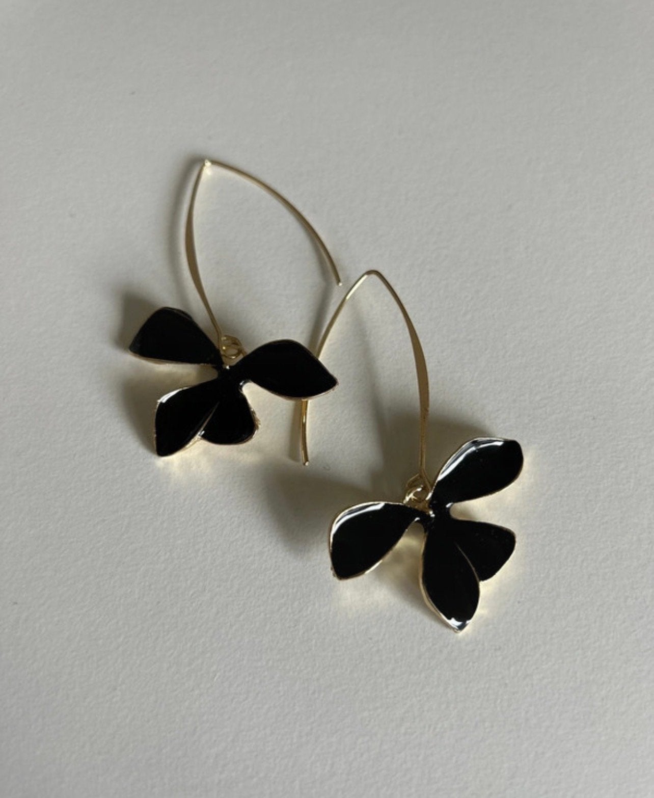 Nieuwe zwarte bloem oorbellen, Overige materialen, Hangers, Zwart, Nieuw