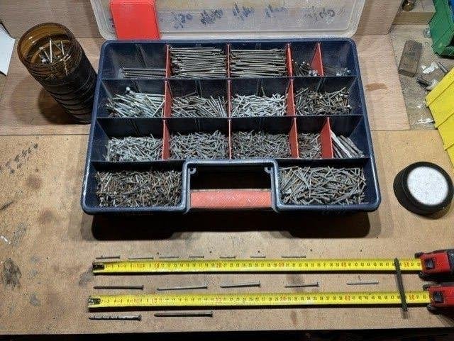 Spijkers allerlei soorten en maten 14x, Ophalen, Zo goed als nieuw, 50 tot 100 mm, Spijkers