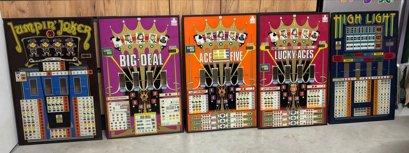 Vintage fruitautomaten wanddecoratie (5 stuks), Ophalen, Gebruikt