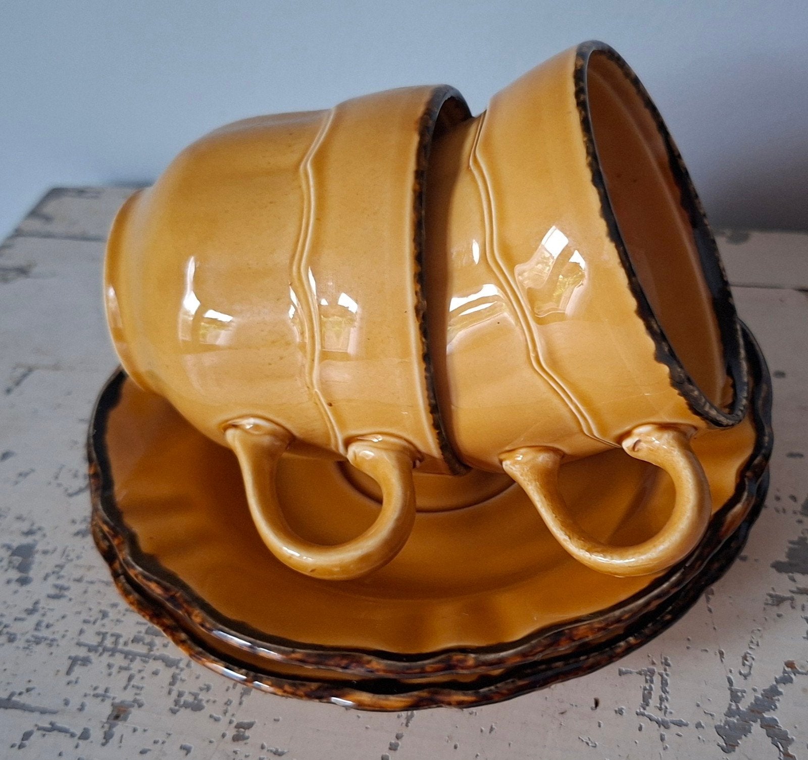 Set van 2 vintage Pagnossin Treviso kop en schotels, Ophalen of Verzenden