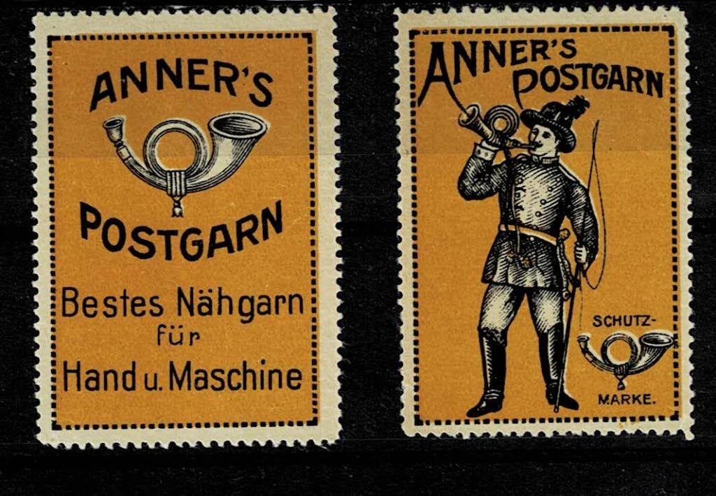 2 sluitzegels Duitsland ANNER'S POSTGARN, Ophalen of Verzenden, Overige thema's