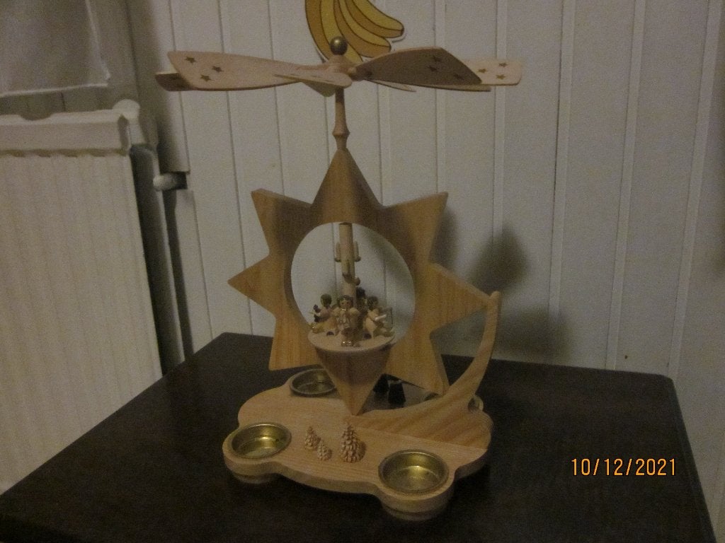Kandelaar hout handwerk, Ophalen, Gebruikt, Beige, Kandelaar