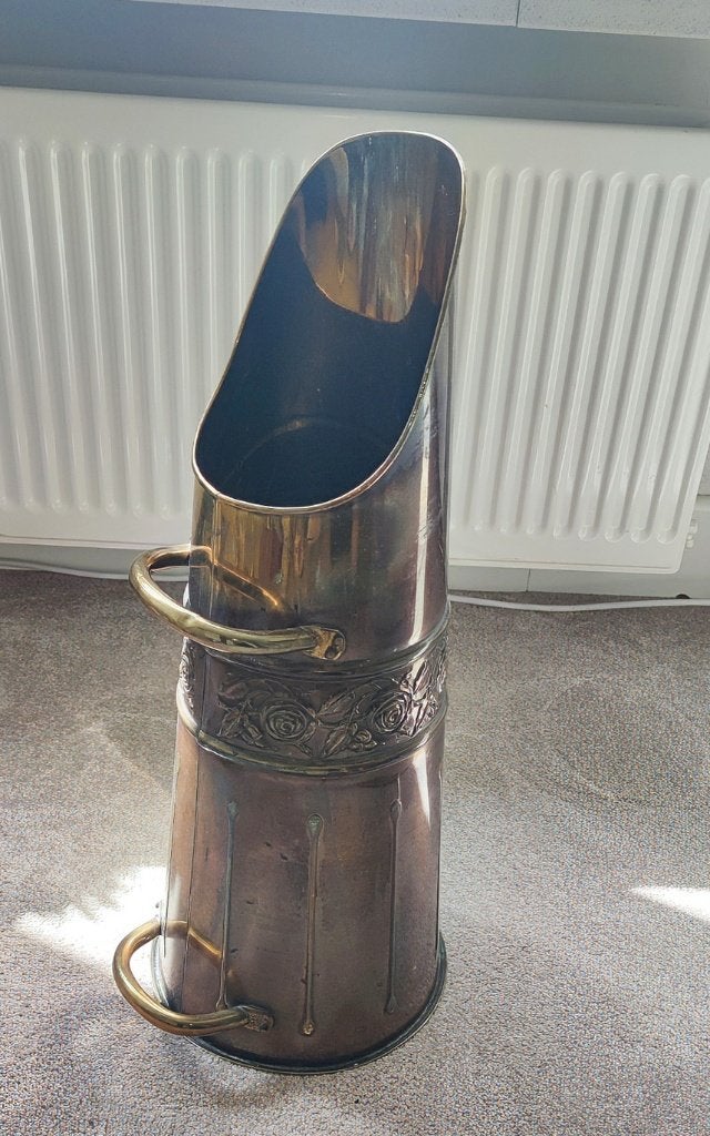 koperen antieke kolenkit, Ophalen, Koper