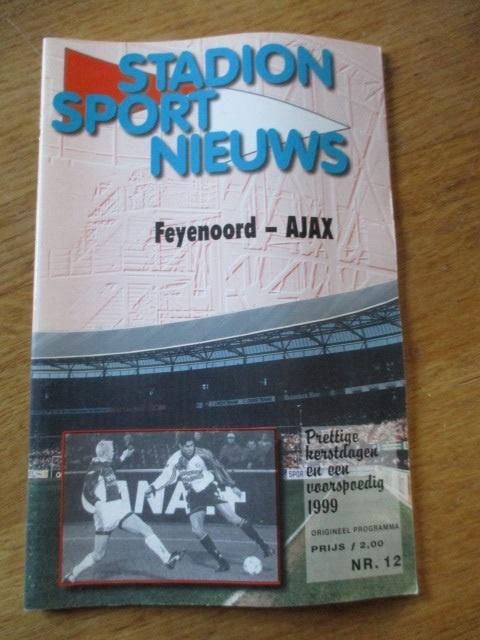 Programmaboekje 12 Feyenoord - Ajax 20 december 1998, Ophalen of Verzenden, Gelezen, Watersport en Hengelsport