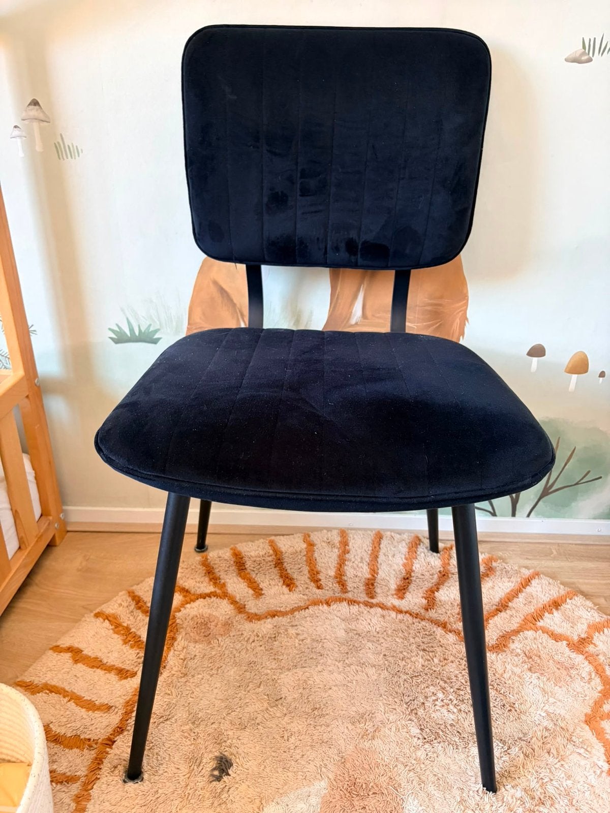 Twee zwarte fluwelen stoelen, Huis en Inrichting, Stoelen, Ophalen, Twee, Zwart, Zo goed als nieuw