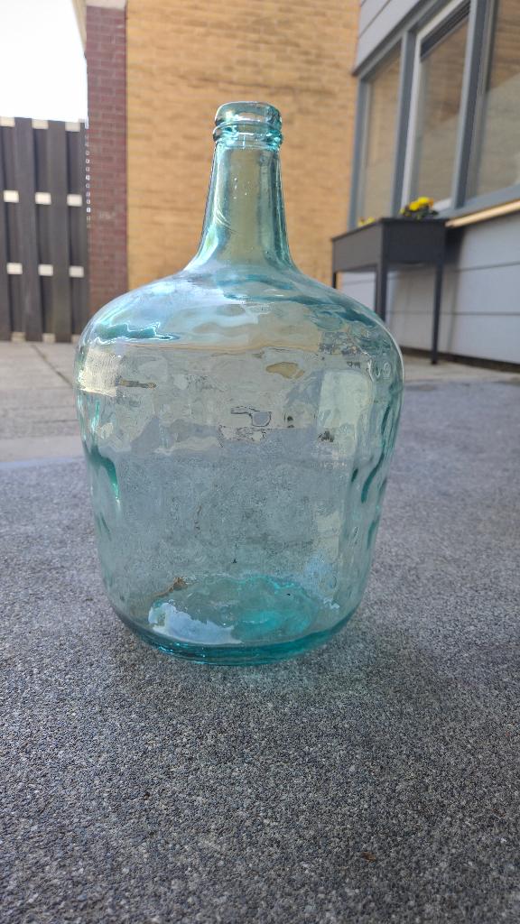 Grote glazen fles / vaas, Ophalen, Minder dan 50 cm, Groen, Glas