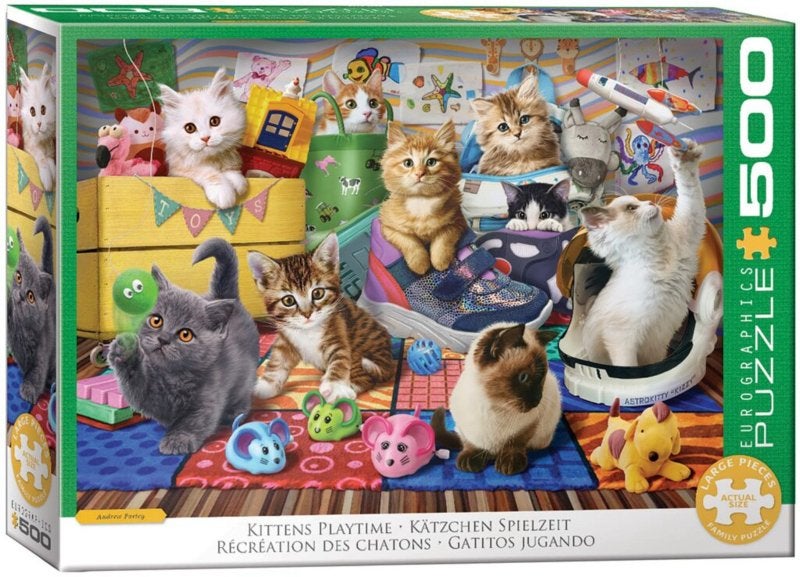 Eurographics - Kittens Playtime - 500XL stukjes, Ophalen of Verzenden, 500 t/m 1500 stukjes, Nieuw, Legpuzzel