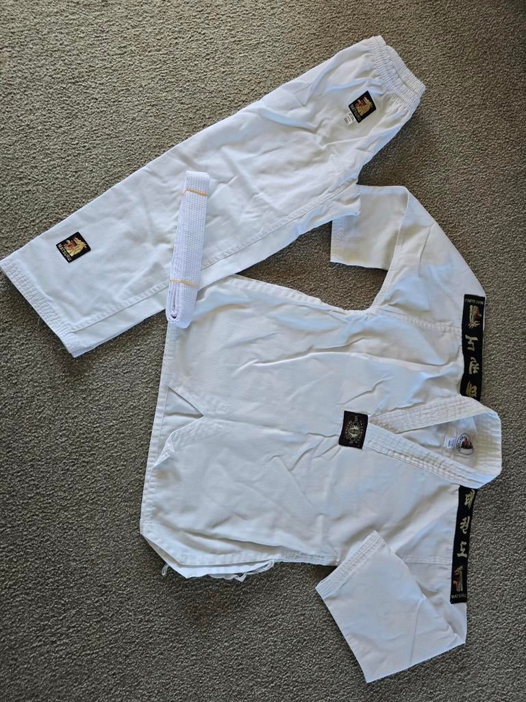 Matsuru Judopak/Taekwondopak Maat 150 met Witte Band, Gebruikt, Judo, Vechtsportpak, Ophalen of Verzenden
