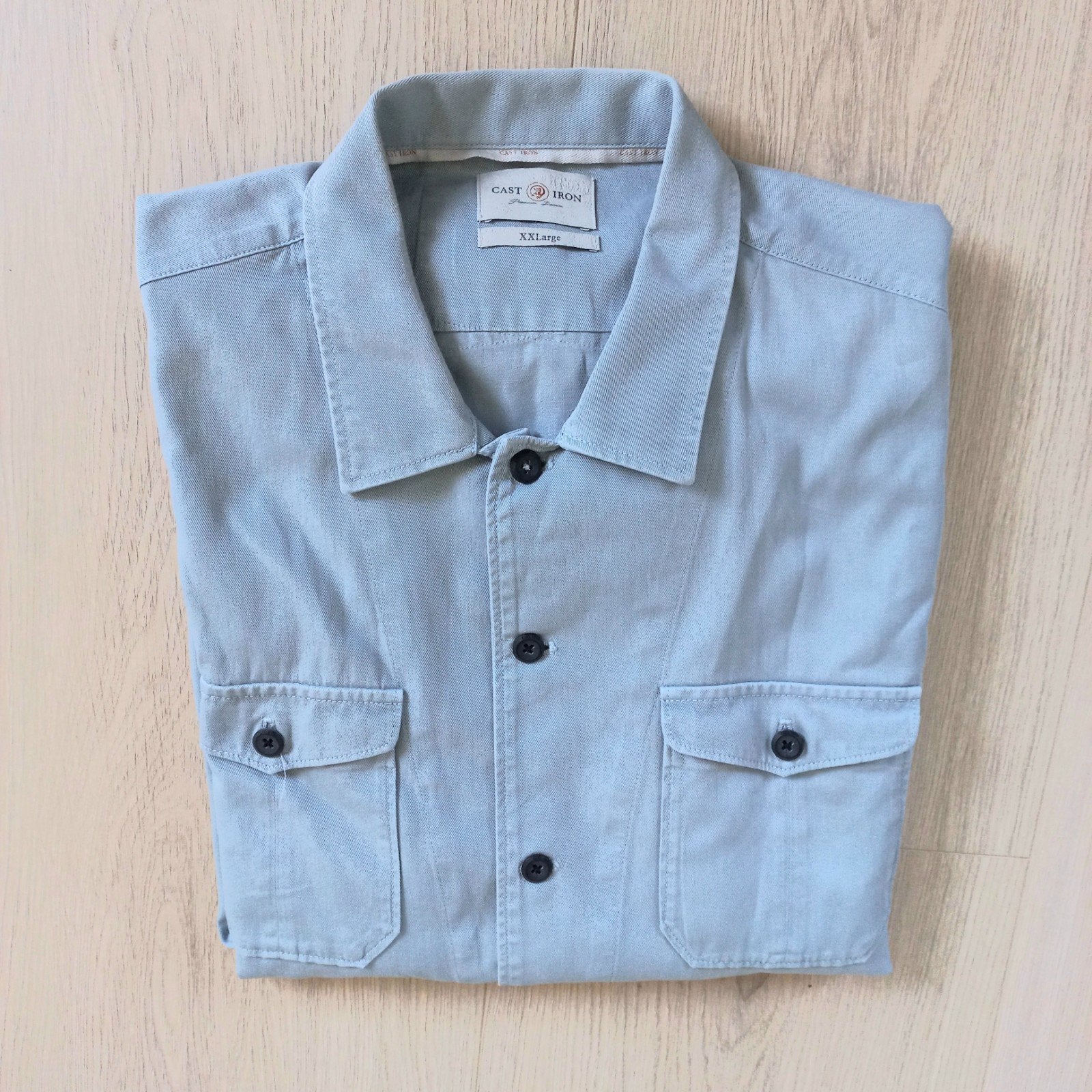 Stijlvol Cast Iron overhemd XXL - Lichtblauw z.g.a.n., Blauw, Ophalen of Verzenden, Zo goed als nieuw, Overige halswijdtes