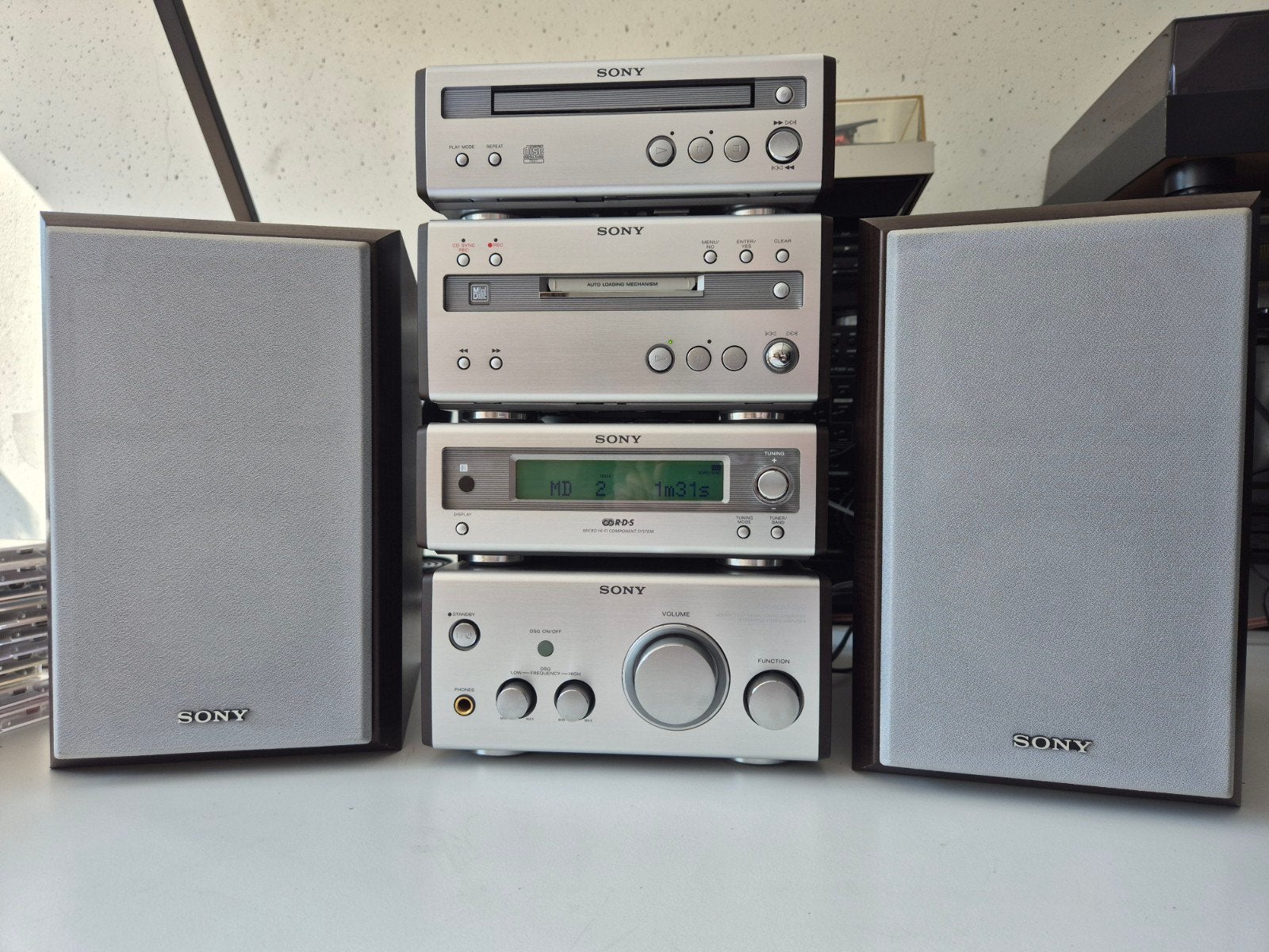 Sony CMT-SP55 stereoset met CD , tuner en Minidisc, Ophalen of Verzenden, Zo goed als nieuw, Sony, Microset