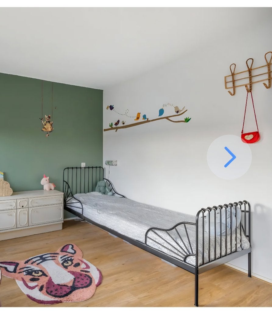 Meegroeibed zwart metaal, Kinderen en Baby's, Kinderkamer | Bedden, Ophalen, Gebruikt, 70 tot 85 cm, Lattenbodem