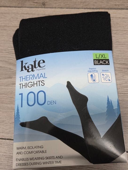 Kate Thermal Thights 100 DEN L/XL Zwart, Maat 48/52 (XL), Zwart, Nieuw, Kate