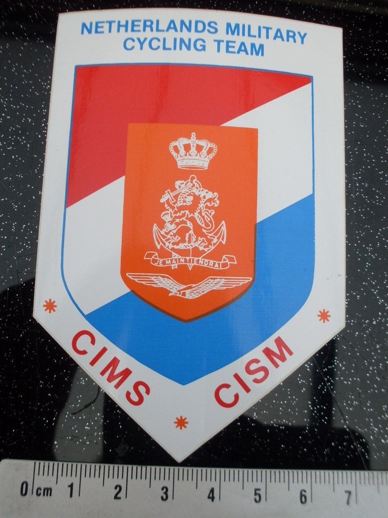 sticker netherlands military cycling team cims cism logo, Verzenden, Zo goed als nieuw, Bedrijf of Vereniging