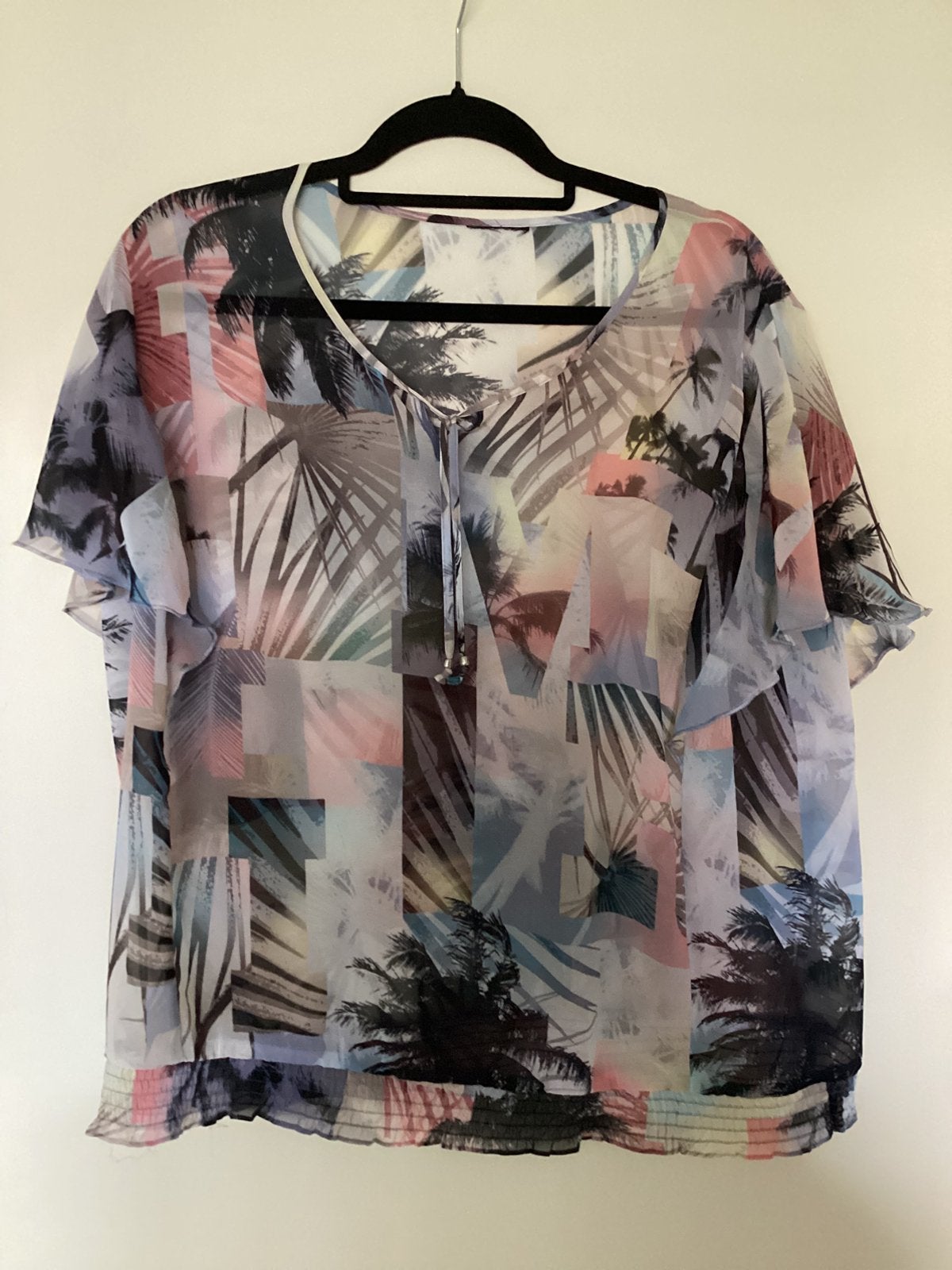 Gerry Weber Hawaï look semitransparant mt42/44, Meerkleurig, Maat 42/44 (L), Ophalen of Verzenden, Korte mouw