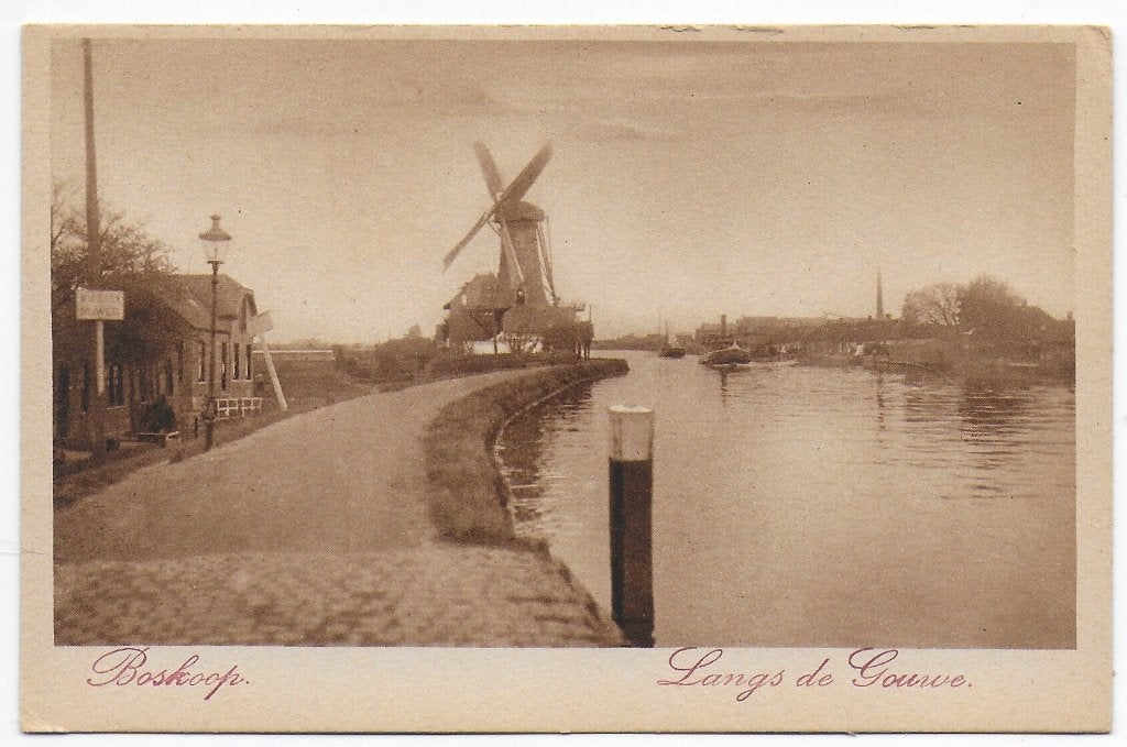 Boskoop langs de Gouwe Ongelopen ansichtkaart ( B7655 ), Ophalen of Verzenden, 1940 tot 1960, Ongelopen