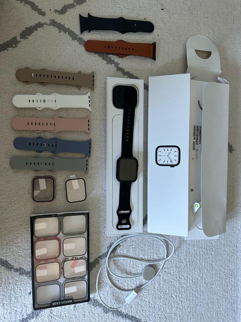 Apple Watch Series 7 45mm Midnight Aluminium Case, Afstand, Zwart, IOS, Ophalen of Verzenden