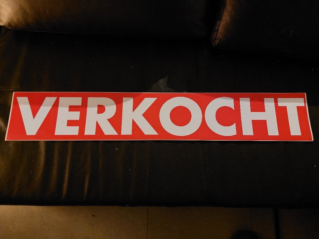 Sticker VERKOCHT  90x15       µ1k, Ophalen, Zo goed als nieuw