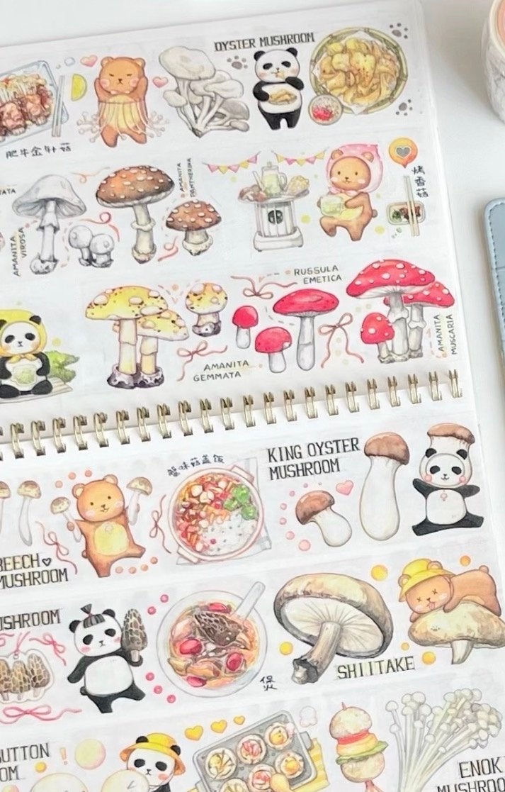 有熊 washi tape – Paddenstoelen – 1 cyclus, Meerkleurig, Papier of Karton, Overige merken, Knutselmateriaal