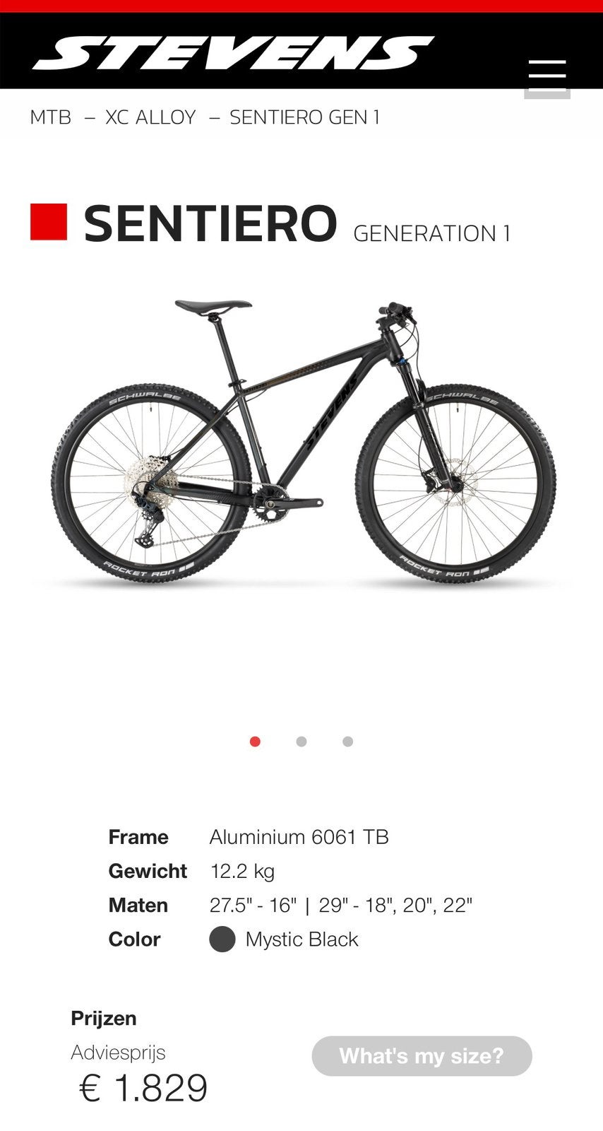 Zo goed als nieuw! Mountainbike Stevens Sentiero. Maat L, Fietsen en Brommers, Hardtail, Heren, 49 tot 53 cm, Zo goed als nieuw