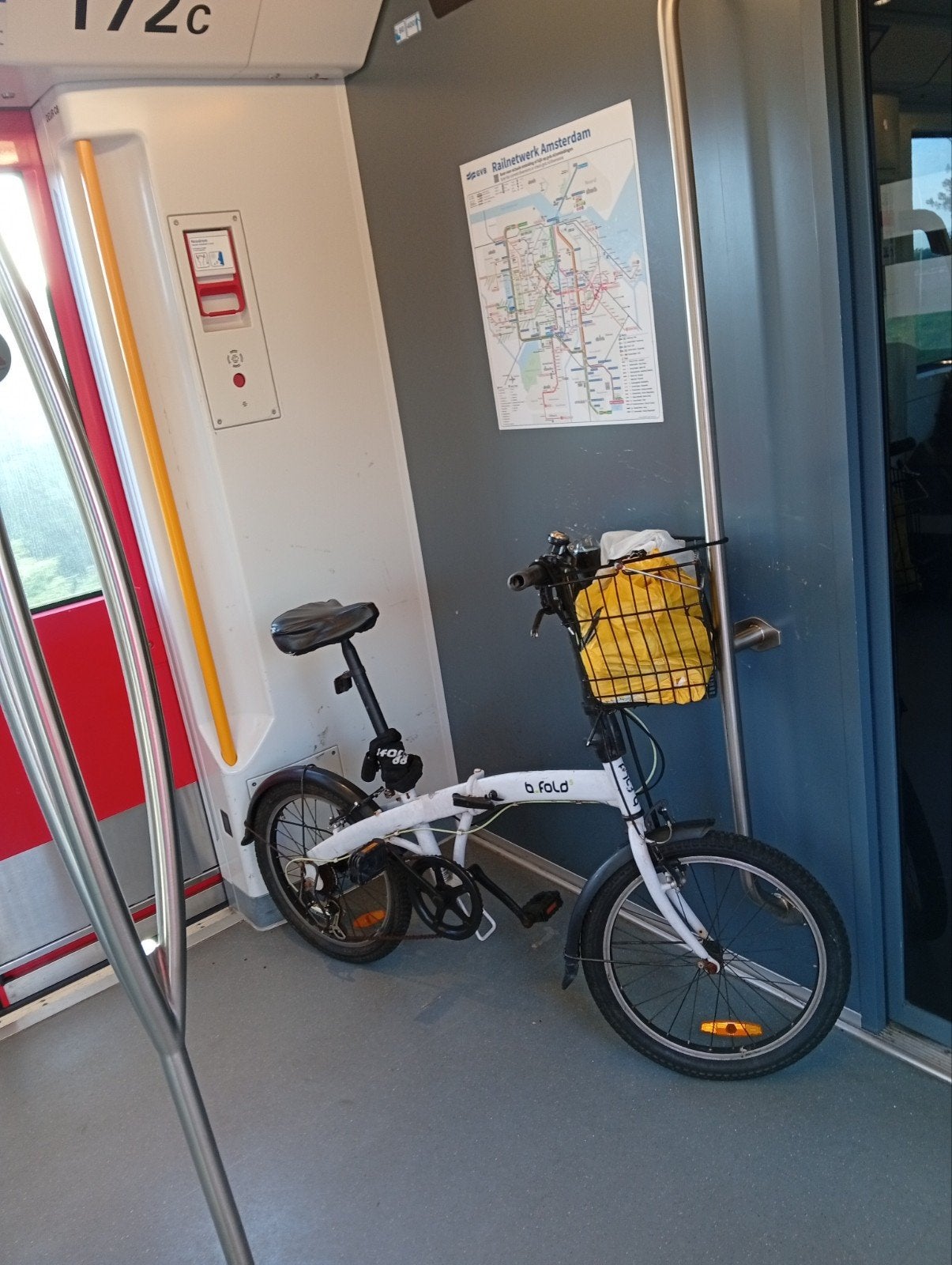 Opvouwbare  b'Fold vouwfiets, Fietsen en Brommers, Overige merken, Gebruikt, Velgrem, Versnellingen
