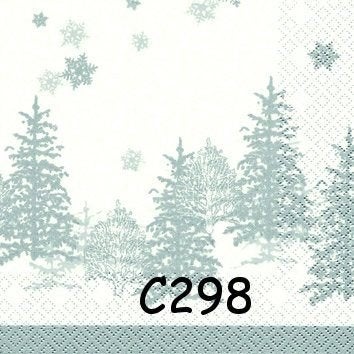 Servetten decoupage/bullet journal – bomen zilver C298x, Verzenden, Nieuw