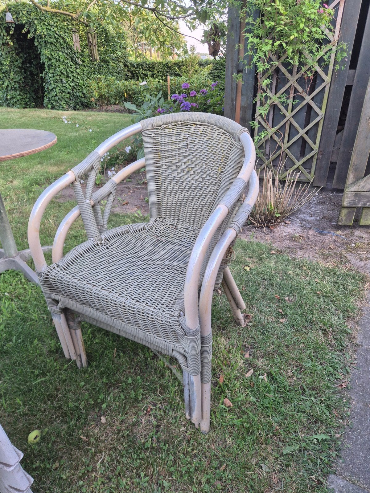 Tuinstoelen 2x, Ophalen, Gebruikt, Rotan, Stapelbaar