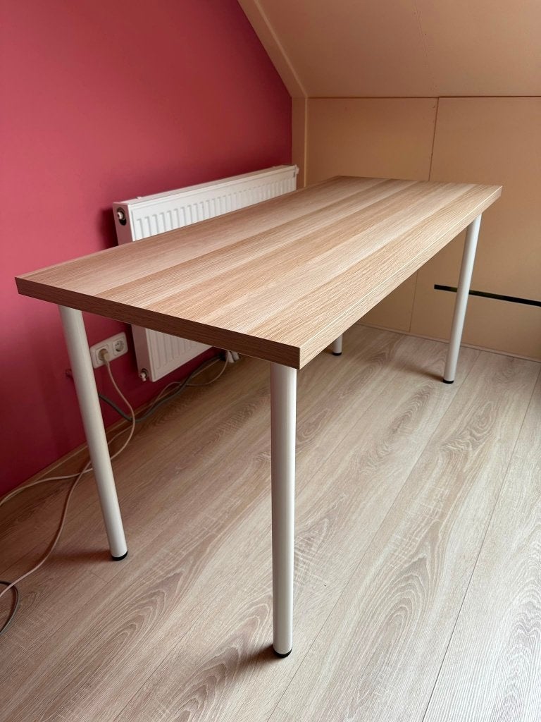 2x Ikea Lagkapten Tafel/Bureau - Eikenpatroon - 140x60cm, Huis en Inrichting, Bureaus, Ophalen, Scandinavisch, Zo goed als nieuw