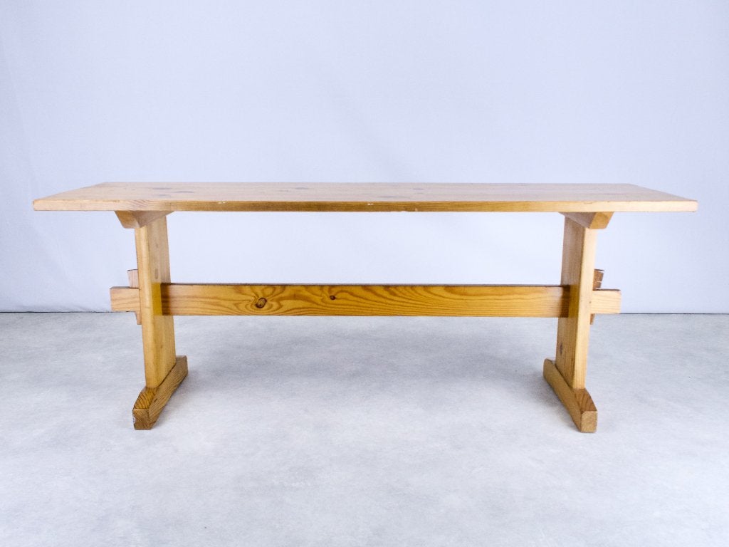 bankje bijzettafel plantentafel hout demontabel 70s 80s, Gebruikt, -, -, Ophalen of Verzenden