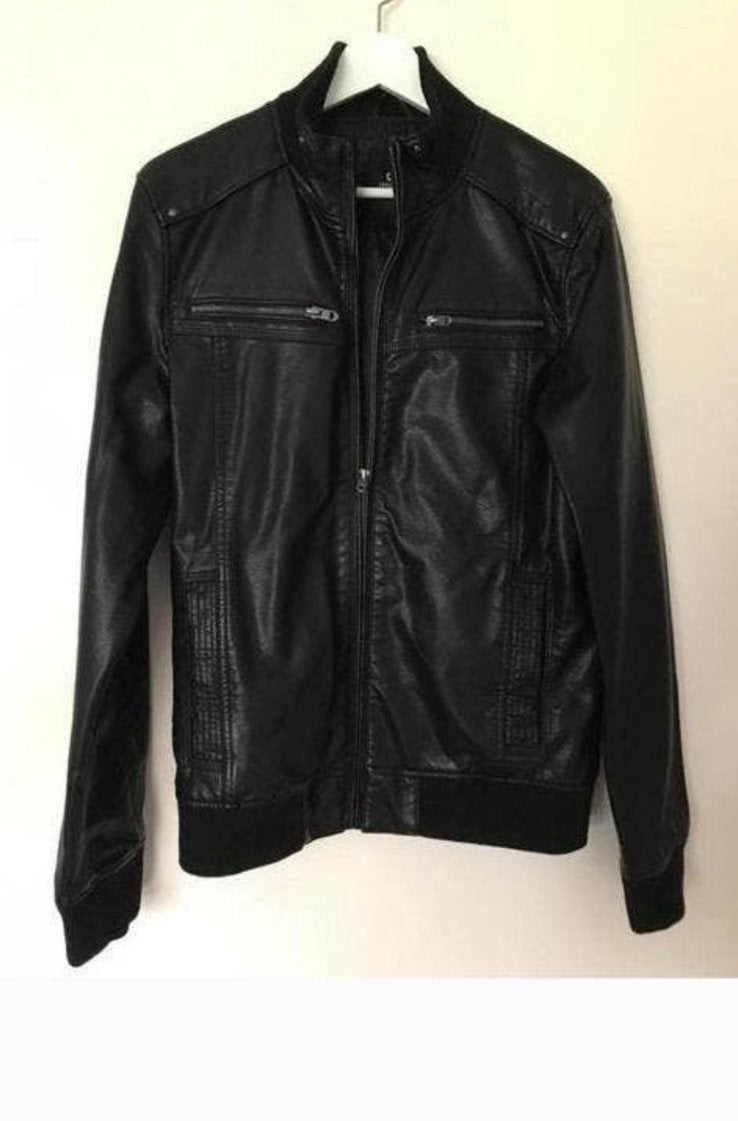 Lederlook gevoerde jas maat s, Ophalen of Verzenden, Gedragen, Zwart