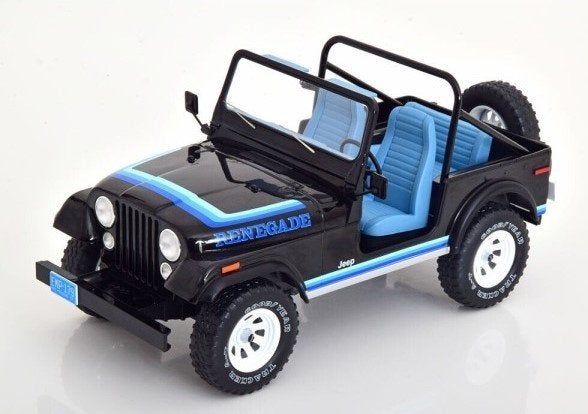 jeep cj-7 renegade kleur donker blauw/decor  mcg nieuw 1:18, Ophalen, Nieuw, Auto, Overige merken