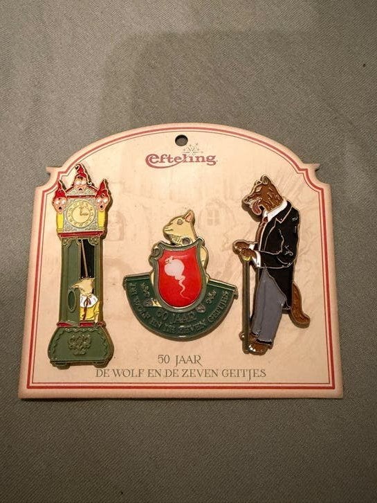 Efteling pinset 50 jaar Wolf en de Zeven Geitjes EPP 453-455, Verzamelen, Ophalen of Verzenden, Nieuw, Button of Speldje