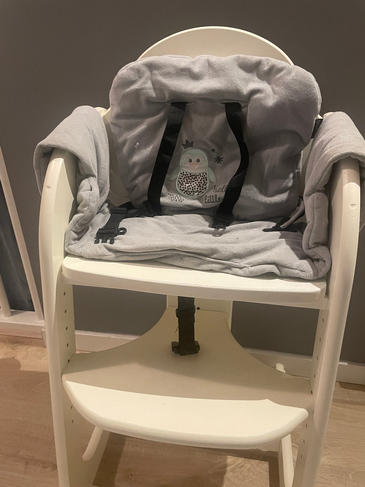Tiamo Kinderstoel met kussen en Gordel, Ophalen, Gebruikt, Meegroeistoel, Afneembaar eetblad
