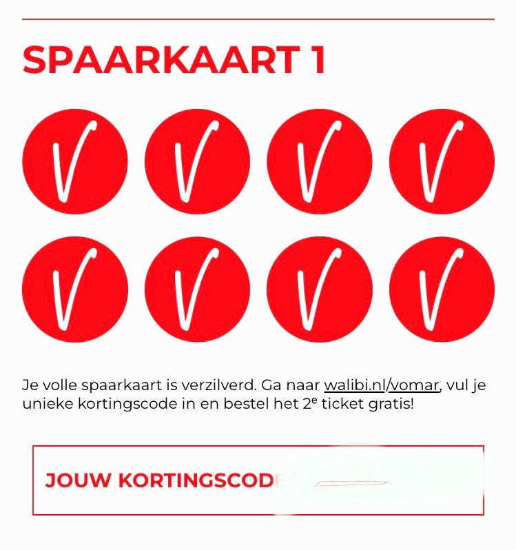 4 x Vomar Walibi 2e ticket (€46) gratis
