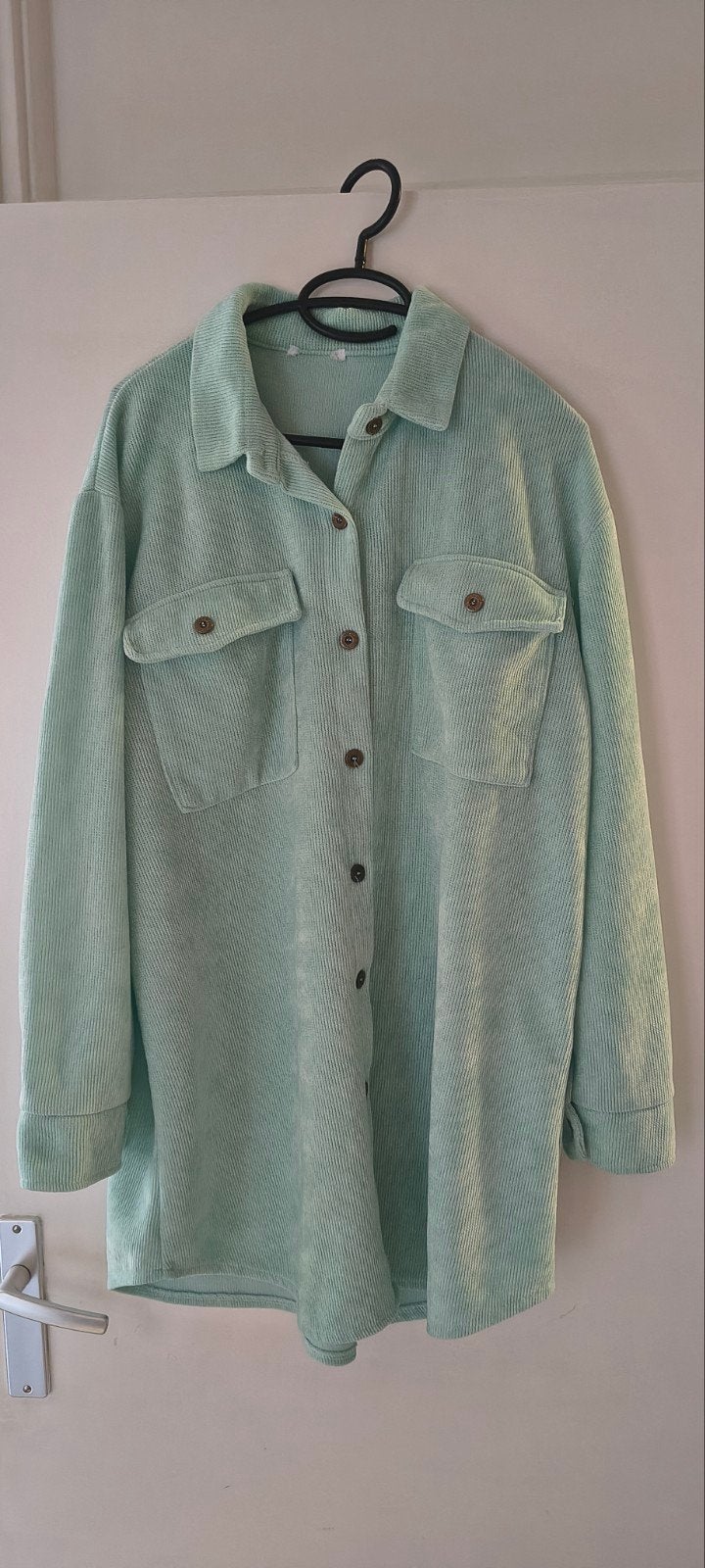Mintgroene corduroy blouse/overshirt, Ophalen, Zo goed als nieuw, Maat 38/40 (M), Groen