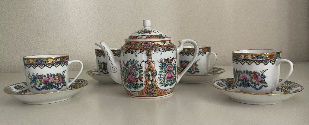 Chinees Porseleinen theeservies, handgeschilderd,, Ophalen of Verzenden