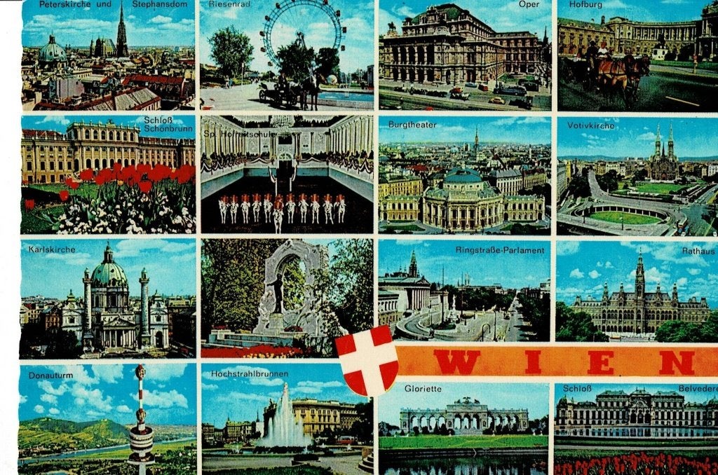 Vintage Ansichtkaart Wenen - Diverse Bezienswaardigheden, Verzamelen, Ophalen of Verzenden, 1960 tot 1980, Gelopen, Oostenrijk