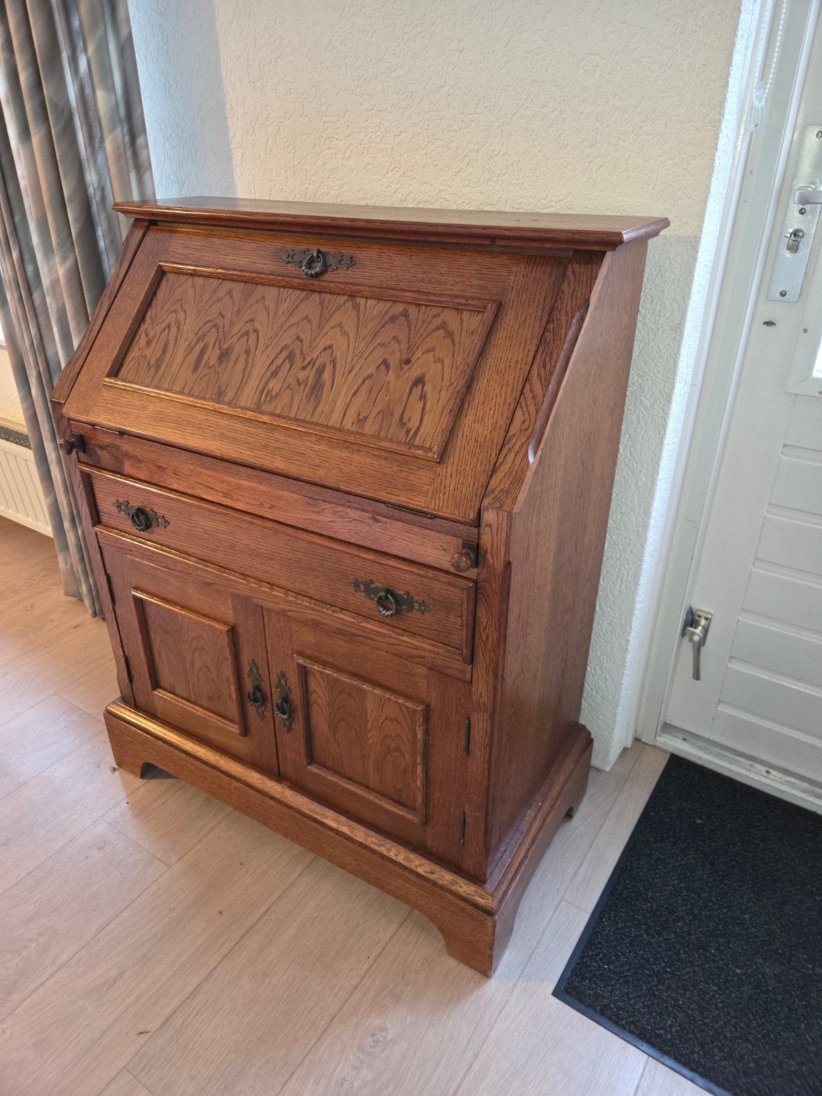 Eikenhout secretaire, klepbureau, kast, Ophalen