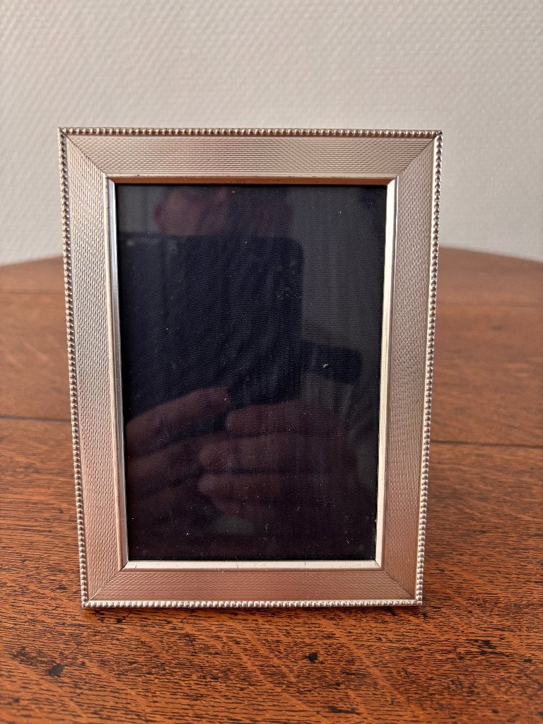 Vintage fotolijst met verzilverd metalen lijst en glas 12*16, Ophalen of Verzenden