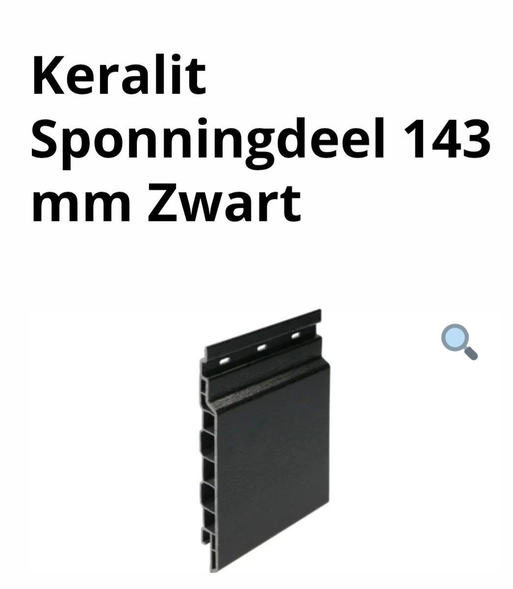 Keralit Zwart Sponningsdeel 143 mm ral 9005, Ophalen of Verzenden, Nieuw