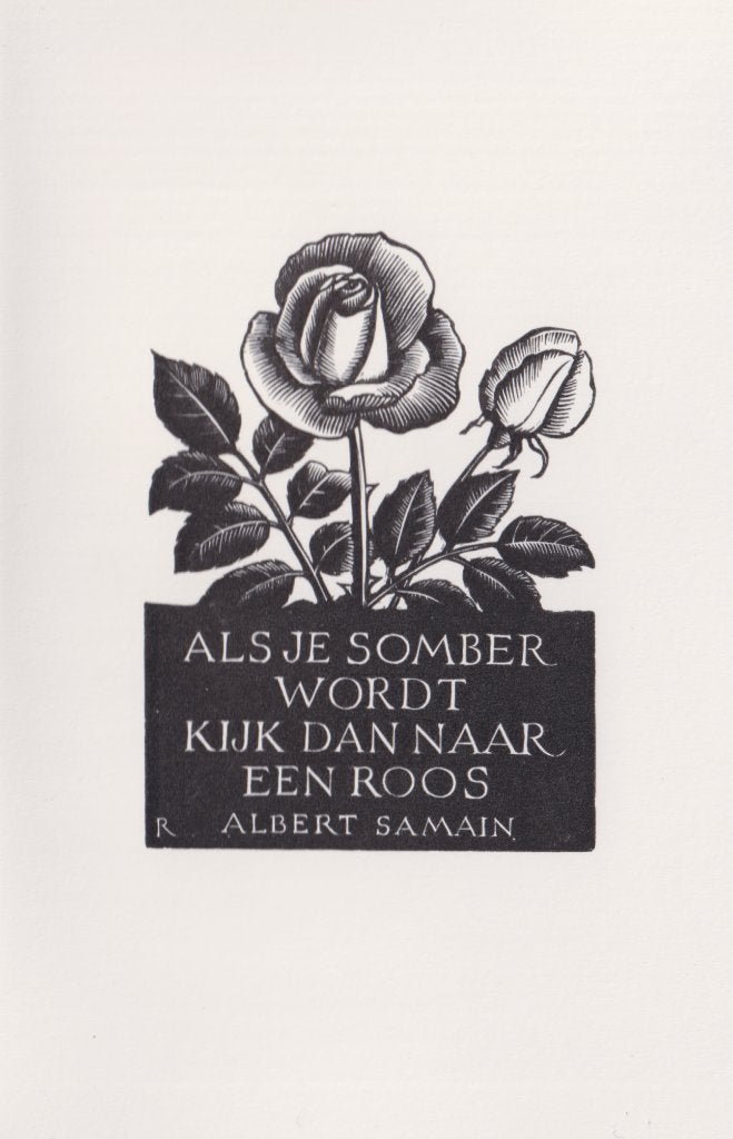 Houtgravure van Pam G. Rueter - Roos, Ophalen of Verzenden
