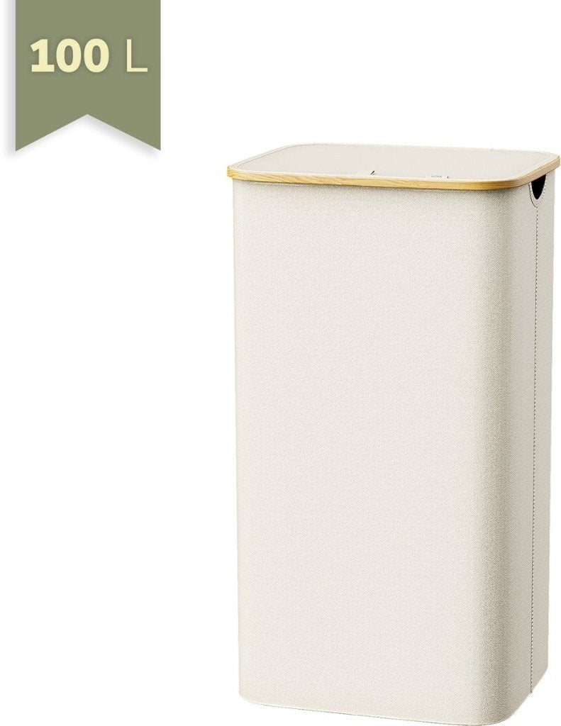 Wasmand 100 Liter met Deksel-Zwart-Beıge, Nieuw, Ophalen of Verzenden, Wasmand, Overige merken