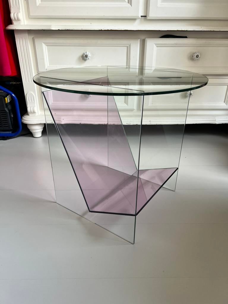 &Klevering bijzettafel roze glas, Ophalen, Zo goed als nieuw