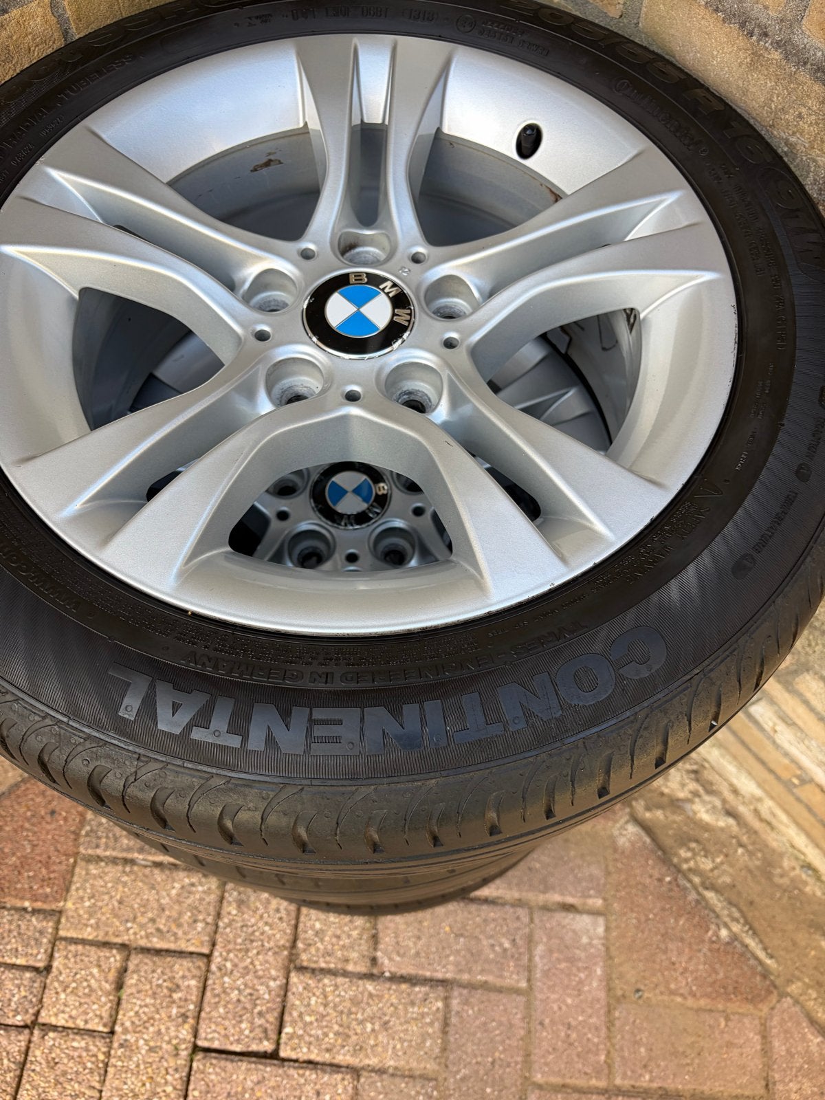 BMW 16 inch velgen met Continental zomerbanden, Ophalen, Gebruikt, 16 inch, Banden en Velgen