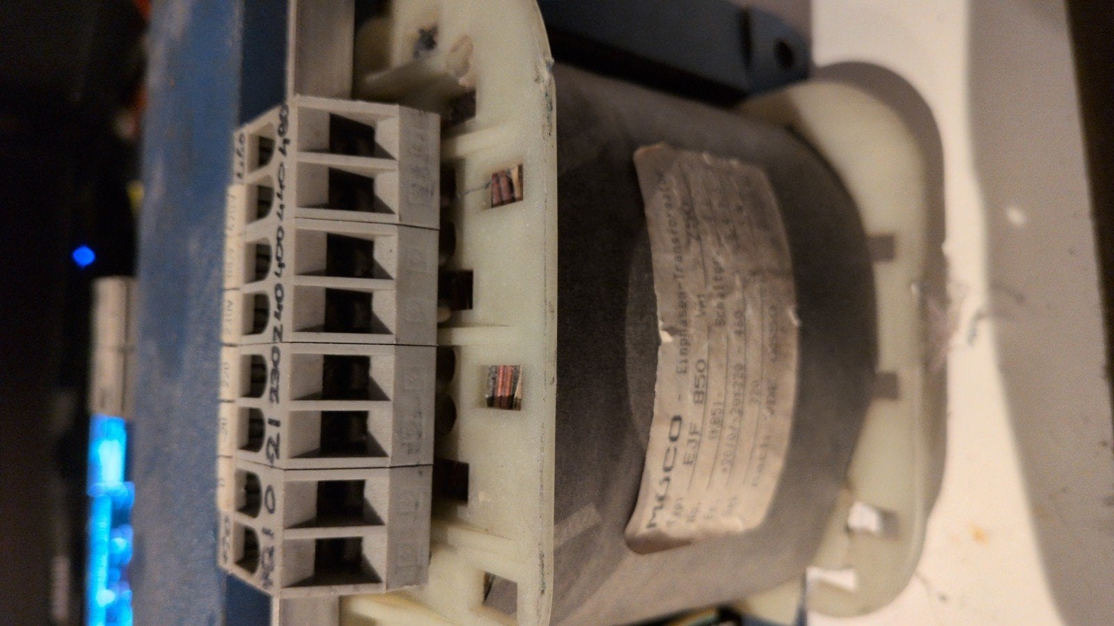 Muco Transformator EJF850 - 480V uit bij 230Volt, 1.6A, 750V, Ophalen of Verzenden, Gebruikt