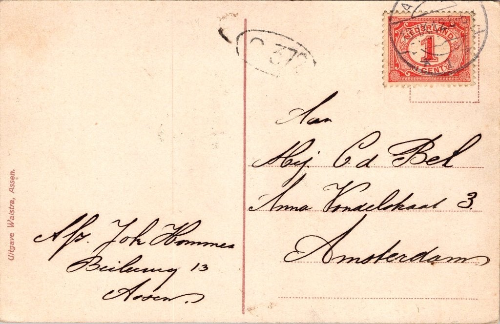 Assen Hertenkamp - 6 oude ansichtkaarten, Verzenden, Voor 1920, Gelopen, Drenthe