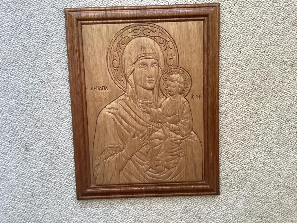 Maria met kind houtsnijwerk // 29.5x23 cm, Ophalen of Verzenden