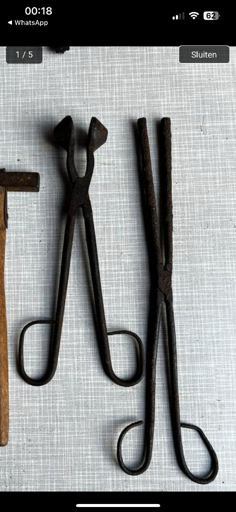 Antieke papillot- en krultang., Antiek en Kunst, Antiek | Gereedschap en Instrumenten, Ophalen of Verzenden