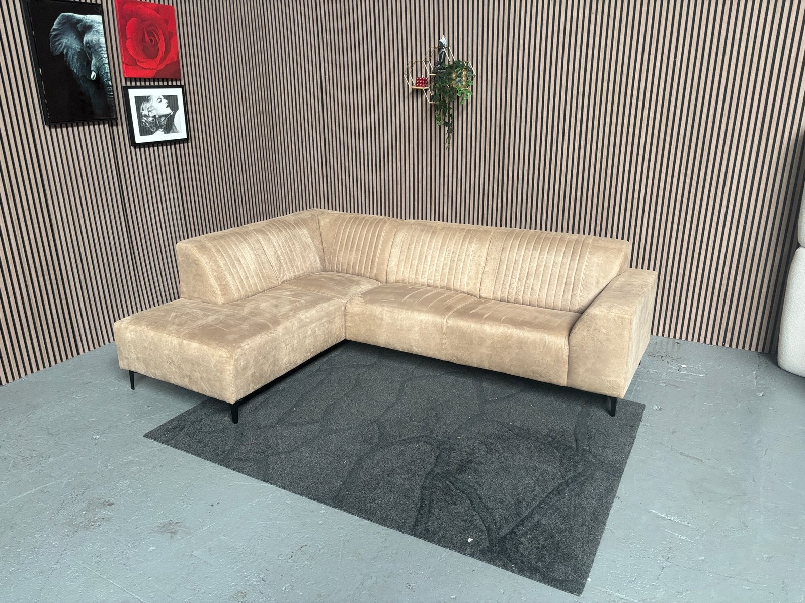 GRATIS LEVERING Hoekbank Beige Microleder 270x200 GEREINIGD, 250 tot 300 cm, Hoekbank, Ophalen of Verzenden, Zo goed als nieuw